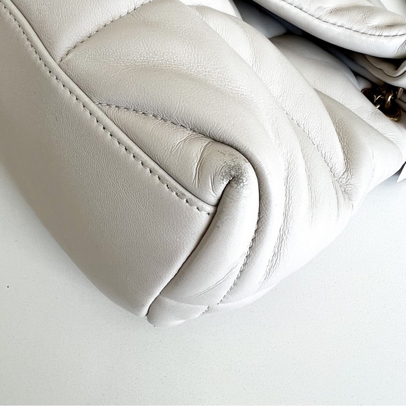 Authentic YSL Saint Laurent Small Leather Puffer Shoulder Bag in Crema Soft - Picture 13 of 16